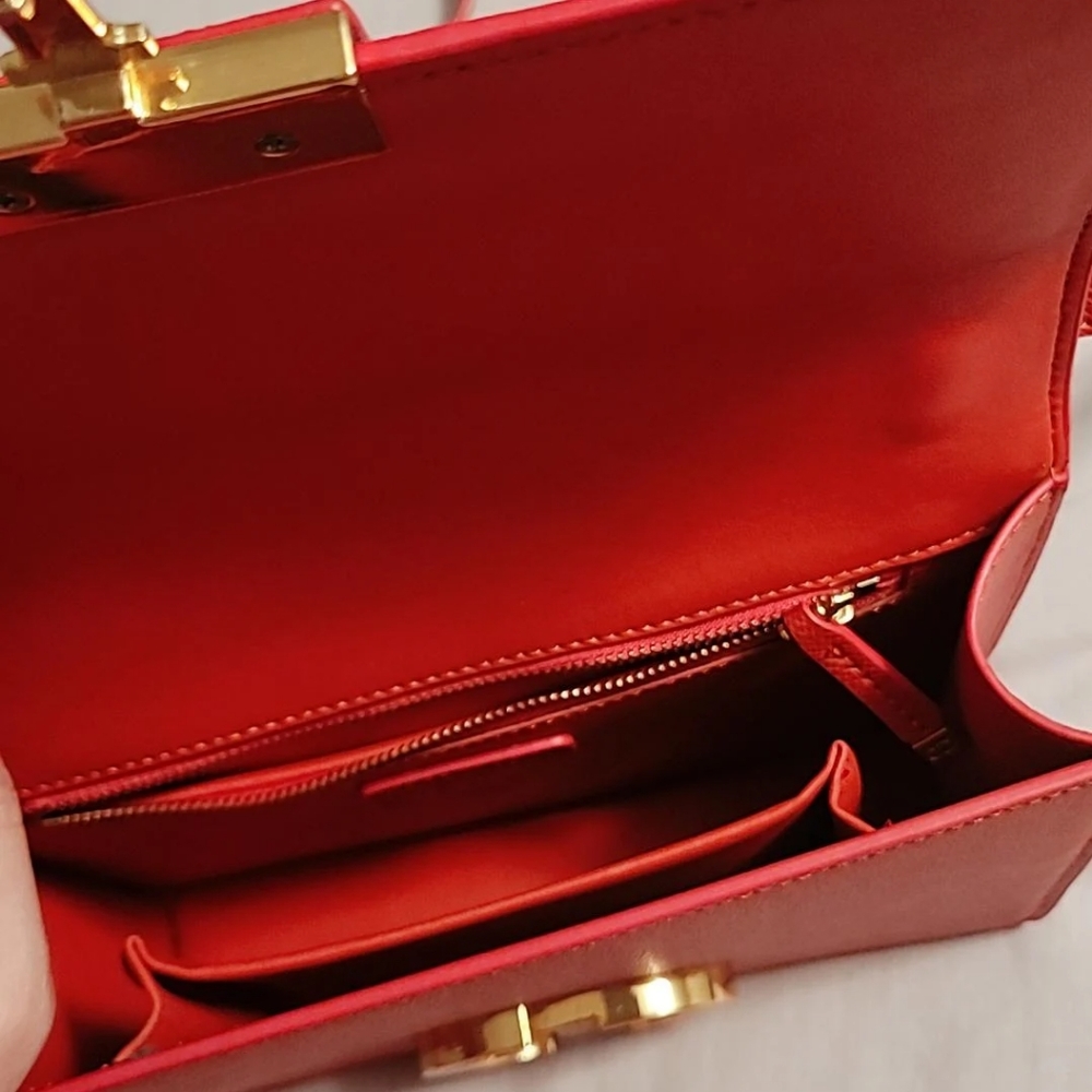 Square Red Flap Bag